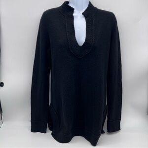 Tory Burch Black V-Neck Women's Tunic Style 100% Cashmere Sweater-Size M